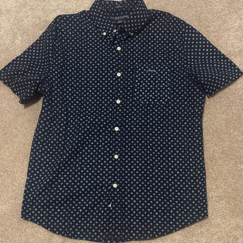U.S. Polo Assn.  Men's Dark Blue Patterned Shirt